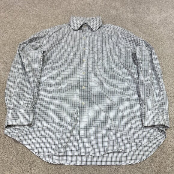 Polo Ralph Lauren Button Down Shirt White Black Blue Long Sleeve Men’s 17 1/2 - Picture 1 of 10